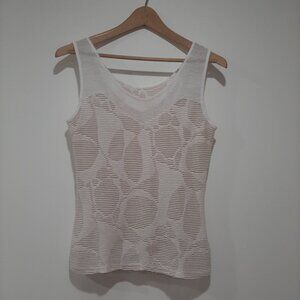 Boho minimalist sheer knit sleeveless botanical texture top